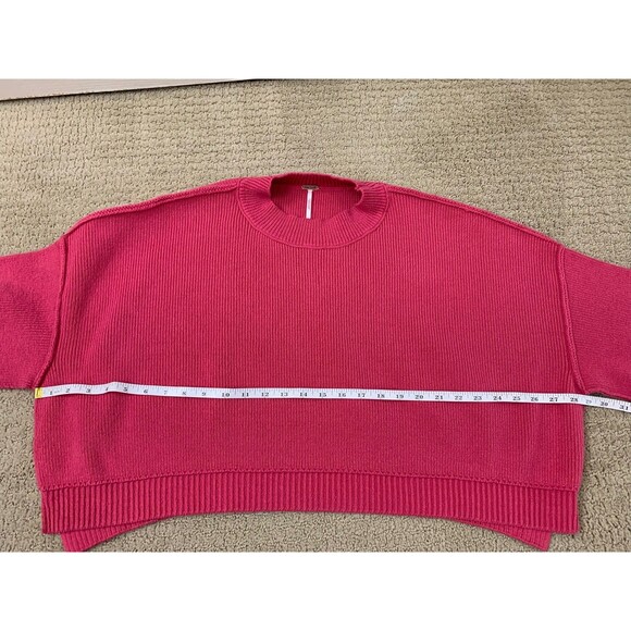 Free People Pink Easy Street Crop Sweater Oversized Womens Long Sleeve XL - Picture 7 of 11